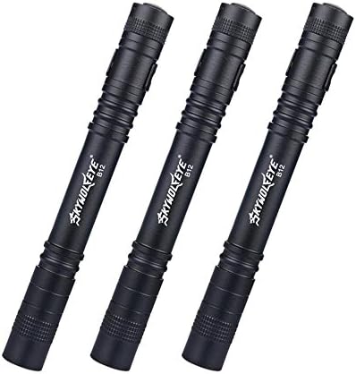 3 Pes Mini Penlight Flashlight, Aircraft Waterproof Q5 Led 500 Lumen Penlight Focus Torch Powered by 2 AA Battery(Battery Not Included)