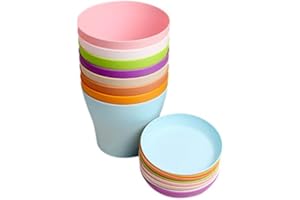 KINGLAKE 8 Pcs 5.5" Colorful Plastic Plant Pots Flower Seedlings Nursery Pots Planter Flower Plant Container Seed Starting Pots with Drainage Holes and Trays for Home Garden Flowers Succulents Plants