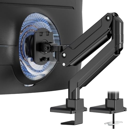 PUTORSEN 17-49 Inch Monitor Mount, Max 20 kg, Premium Aluminium Screen Mount for Flat/Curved Monitor with VESA 75 x 75/100 x 100 mm, Gas Spring Monitor Desk Mount