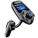 VicTsing Bluetooth FM Transmitter, Wireless In-Car FM Transmitter Radio Adapter Car Kit With USB Car Charger AUX Input 1.44 Inch Display TF Card Slot