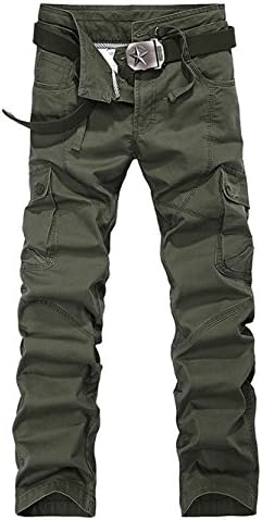 METERDE Men's Baggy Cargo Straight Fit Army Work Pants 36 Army Green