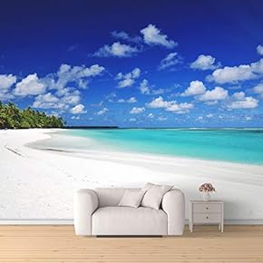 Wall Mural Romantic Beach Removable Wallpaper Wall Sticker for Bedroom Living Room - 66x96 inches