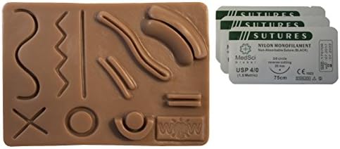 Suturing Training Pad Brown Medium (Includes Pad &amp; 3x 4-0 Nylons)