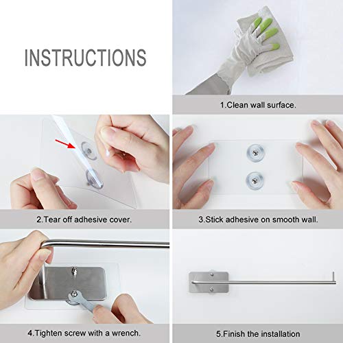 Carry360 Paper Towel Holder with Adhesive Under Cabinet, No Drilling, Wall Mounted Removable Paper Towel Roll Rack for Home, Kitchen, Toilet-304 SUS Stainless Steel
