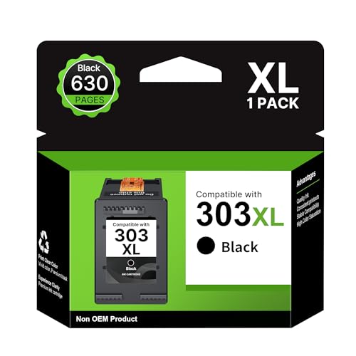 Washope 303 XL 303 XL Black Cartridge Replacement for HP 303 Black Ink Cartridge for HP Envy Photo 6230 7134 6232 6220 7830 6234 7130 7855 7864 (1 Black)