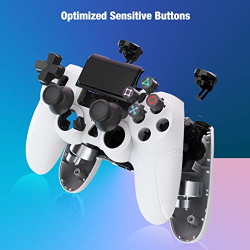 Wireless Controller for Playstation 4, Y-Team Game Controller for PS4 1000mAh Gamepad Remote with Dual Motor, Gyro, 3.5mm Audio Jack, Speaker, LED, USB for PS4/Pro/Slim/PC/Laptop (White)