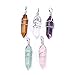 Winglife 5pcs Natural Amethyst+ Rose Quartz + Tiger Eye+ Green Aventurine + Rock Crystal Healing Point Chakra Pendants for Necklace Jewelry Making
