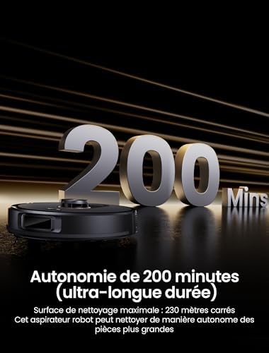 10000Pa Robot Aspirateur Laveur avec Station sans Sac Vidage Automatique,200Min Aspirateur Robot et Serpillière,Nav Lidar Cartographie,Évitement d'obstacles,Poils Animaux Tapis Sols Durs