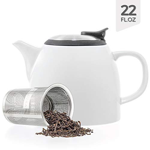 Tealyra Drago Ceramic Small Teapot White 22oz (23 cups) With