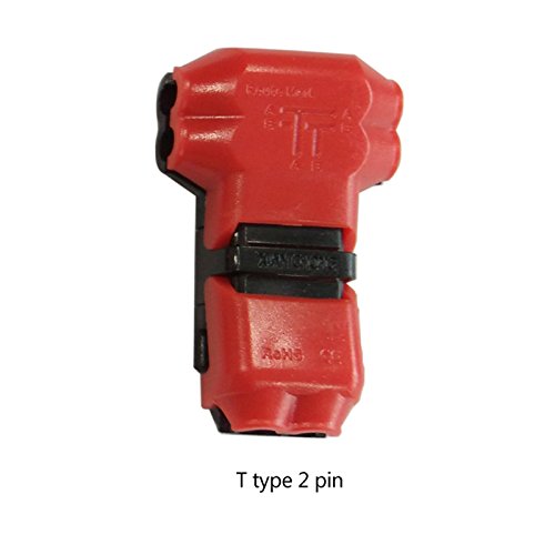 Alightings T type 2pin Wire Connector with no wire-stripping required for Mid-span Branching in Wires Connection, Main Cable 22-20 AWG, branch 22-20AWG (pack of 10)