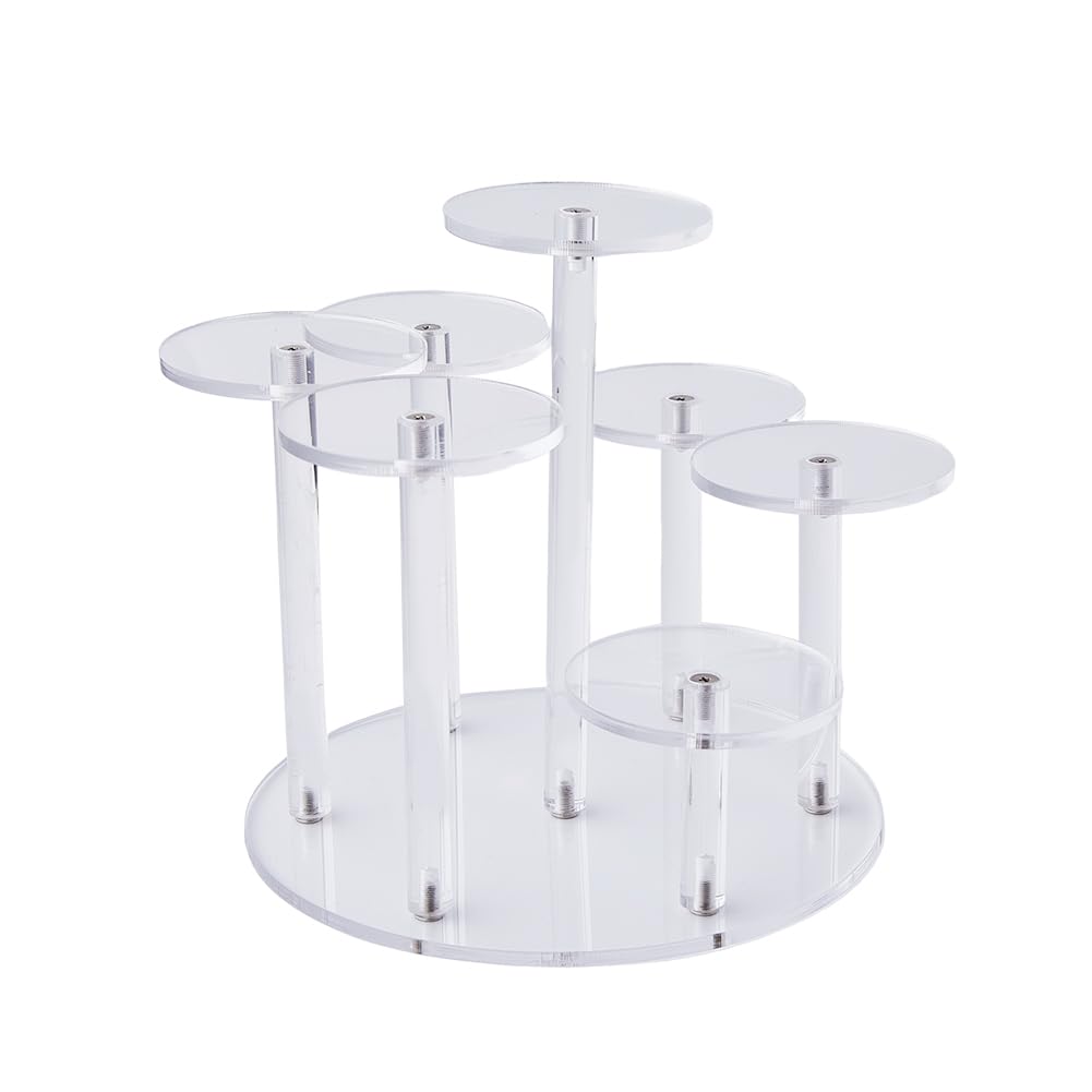 HOBBIESAY 7-Tier Acrylic Display Stand Round Minifigure Organizer Tiered Rack Risers Tabletop Toy Clear Display Stand for Action Figure for Figures Collectibles Toys and Dolls Jewelry
