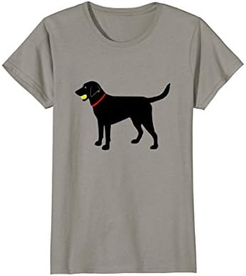 Womens Labrador Retriever Fetch, Black Lab Play Ball T-Shirt Medium Slate