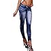 Amour- Sexy Denim Look Faux Jean Blue Stretchy Leggings Tights Pants Jegging (Normal Denim Like)