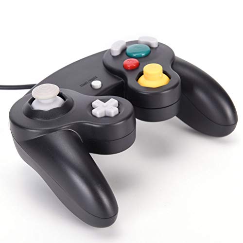 FidgetFidget Wired Shock Video Game Controller Pad for Nintendo Gamecube GC & Wii Black Gi PL Black