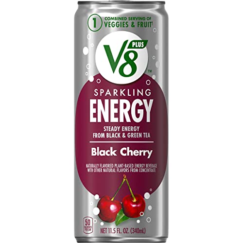V8 +SPARKLING ENERGY Black Cherry Energy Drink, Made with Real