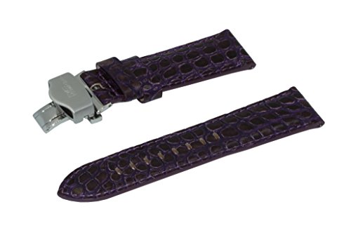 SWISS REIMAGINED Choice of Colors Quality Genuine Leather Watch Band Strap - Black & Purple