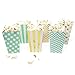 Chloe Elizabeth Mini Popcorn & Candy Favor Boxes for Birthday, Bridal and Baby Shower, All Parties & Events in Polka Dot, Chevron, and Striped Assorted Designs, 36 Count (Mint, Gold)