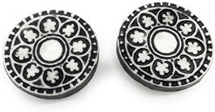 Button Covers Cufflink Mossaic ,Vintage Black / White Design •Vintage Button Clips -1 Pair - The Alternative to Cufflinks For Regular Shirts
