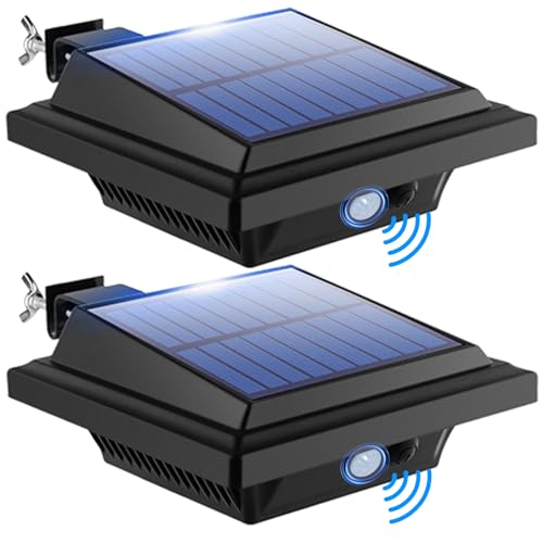 BILLION DUO Motion Sensor Solar Gutter Lights, 40 LEDs Solar Powered Garden Outdoor Lights, IP65 Waterproof, Black Solar Security Lamp Cool White Light for Garden,Fence,Wall — image 1
