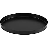 Black Round Metal Candle Holder Tray, Decorative Serving Tray for Modern Farmhouse Home Decorations (11.8")