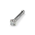 FreshTrends Diamond Nose Stud 14K White Gold Nose Ring Bone 20 Gauge SI1 Clarity