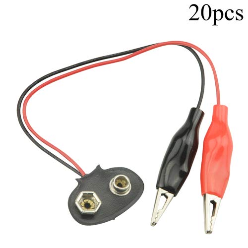 WMYCONGCONG 20 PCS 9v Battery Snap Connector with Dual Alligator Clips Cable 15cm Inspection