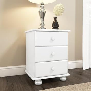 Hamilton 3 Drawer Bedside Table In White Amazon Co Uk Kitchen Home