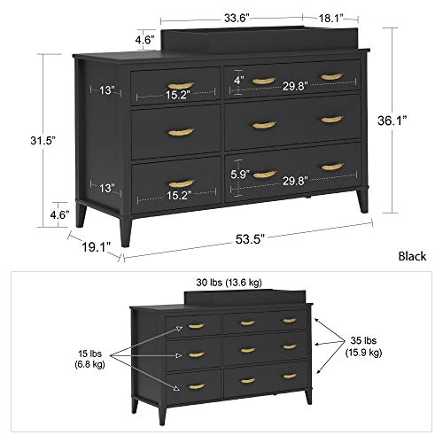 Little Seeds Monarch Hill Hawken 6 Drawer Changing Table, Black