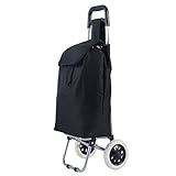 Giantex Shopping Trolley Dolly Grocery Cart Foldable W/Rolling Wheels Push Bag Condo Apartment Picnic Beach Travel Portable Folding Push Pull Grocery Utility Cart, Black