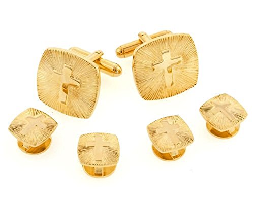 JJ Weston Religious Cross Tuxedo Cufflinks and Shirt Studs. Made in the USA.