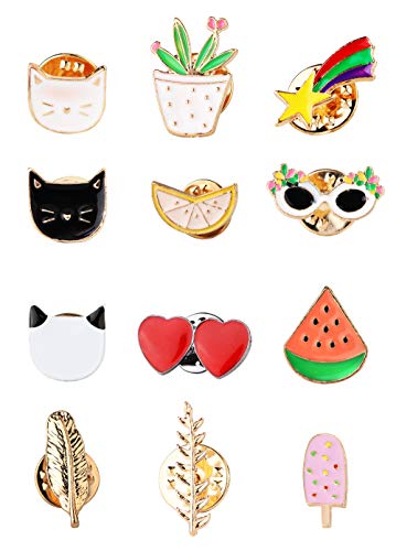 Thunaraz Brooch Pins Sets Cute Enamel Cartoon Lapel Pins Animal Badge for Women Girls Children for Clothing Bag Decor