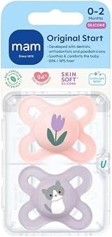 MAM Original Start Soothers 0-2 Months 2 Pack with Travel Case Pink Lilac view 2