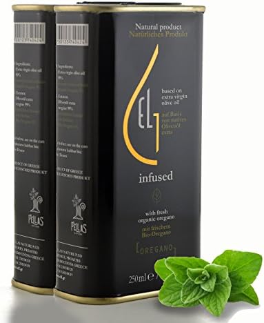 Pellas Nature | Fresh Organic Oregano Infused Extra Virgin Olive Oil | Ultra Premium Quality | Born in Greece| Single Origin & Cold Pressed | 8.45 oz 250ml (2 Pack)