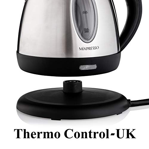 Mixpresso Stainless Steel Electric Kettle, Cordless Pot 1.2L Portable