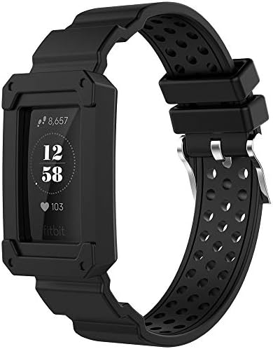 Mostof Fitbit 3 Replacement Bands, Shockproof Rugged Protective Cover with Bands Stainless Steel Clasp Sport Straps Compatible for Fitbit Charge 3 & Charge 3 SE Fitness Activity Tracker Men Women