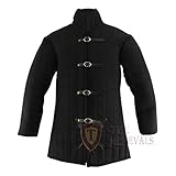 Medieval Gambeson Thick Padded Coat Aketon Jacket Armor - Black Cotton Fabrics