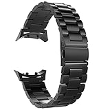 Valkit for samsung Gear S2 Bands, Solid Stainless Steel Smart Watch Band Large/Small Metal Replacement Straps Business Sport Wristband Bracelet with Adapter Connector, For Gear S2 SM-R720/730, Black