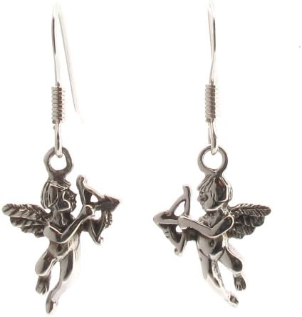 925 Sterling Silver drop earrings cherub
