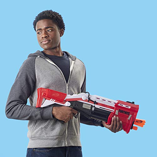NERF Hasbro E7065EU4 TS Pump-Action Blaster, 8 Mega Fortnite Darts, Dartaufbewahrungsfach - Für Jugendliche und Erwachsene Rot – Bild 4