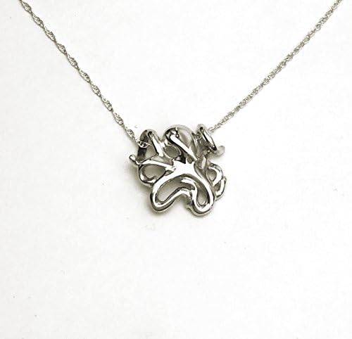 BIG BLUE AQUATIC MINI SILVER PENDANT ON 18" ROPE CHAIN NECKLACE (Octopus)