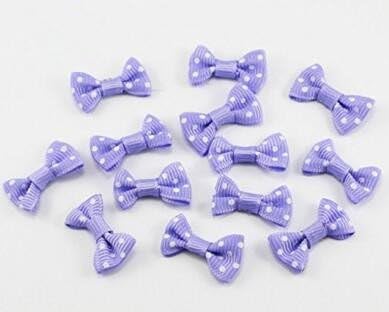 2x24pcs 3x1.5cm Polka Dot Grossgrain Bows Girls Boutique Mini Hair Bow Barrettes (Purple)