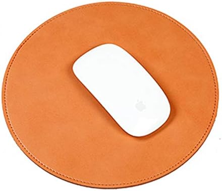 Super Quality Leather Mouse Pad Home and Office Round Gaming Mouse Pad Double Piece Stitched Edge Anti-Slip Mouse Mat Pads for Laptop/PC/Computer (Light Brown)