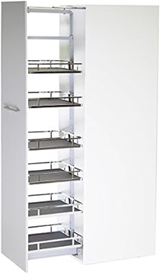 Soft Close Pull Out Pantry Unit Wire Basket Anti Slip Wooden Wood