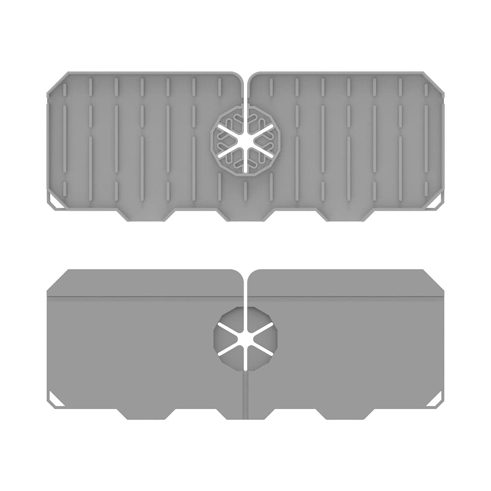 MSLing Silicone Sink Faucet Mat, Kitchen Faucet Sink Splash Pad, Sink Splashback Mat, Faucet Drain Mat Handle Drip Catcher Tray, Multifunctional Countertop Protector Mat for Kitchen Bathroom