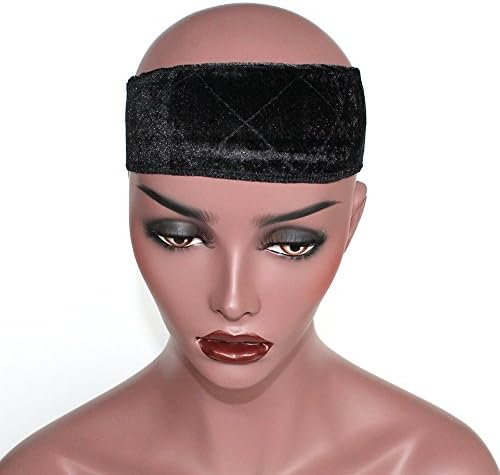 ZigZigzag Hair Wig Rip Extra Hold Band Flexible Velvet Wig Grip Scarf Head Hair Band Adjustable Fastern Original ELASTIC Maximum Adjustable Design Comfort Wig Grip Velcro Free Wig Band (Black)