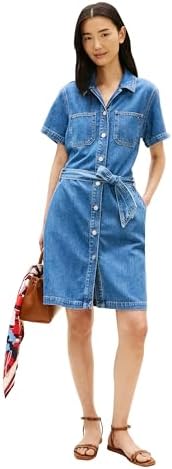 Michael Kors Women's Belted Denim Mini Dress, Blue Sky Wash, X-Small at  Amazon Women's Clothing store