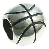.925 Sterling Silver Basketball Sport Bead Charm For European Charm Bracelets