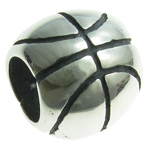Sterling Silver Basketball European Style Bead Charm