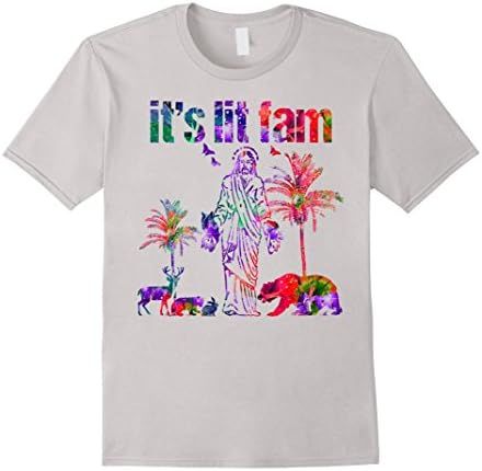 Mens It's Lit Fam Jesus Christ and Animals T-Shirt Large Silver