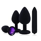 LiChain 4pcs Vibrator Anal Plug Set Silicone Butt Plug Kit Stimulating Anal Sex Toys with Bullet Vibrator